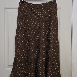 Jones New York Brown A-Line Skirt with Pattern